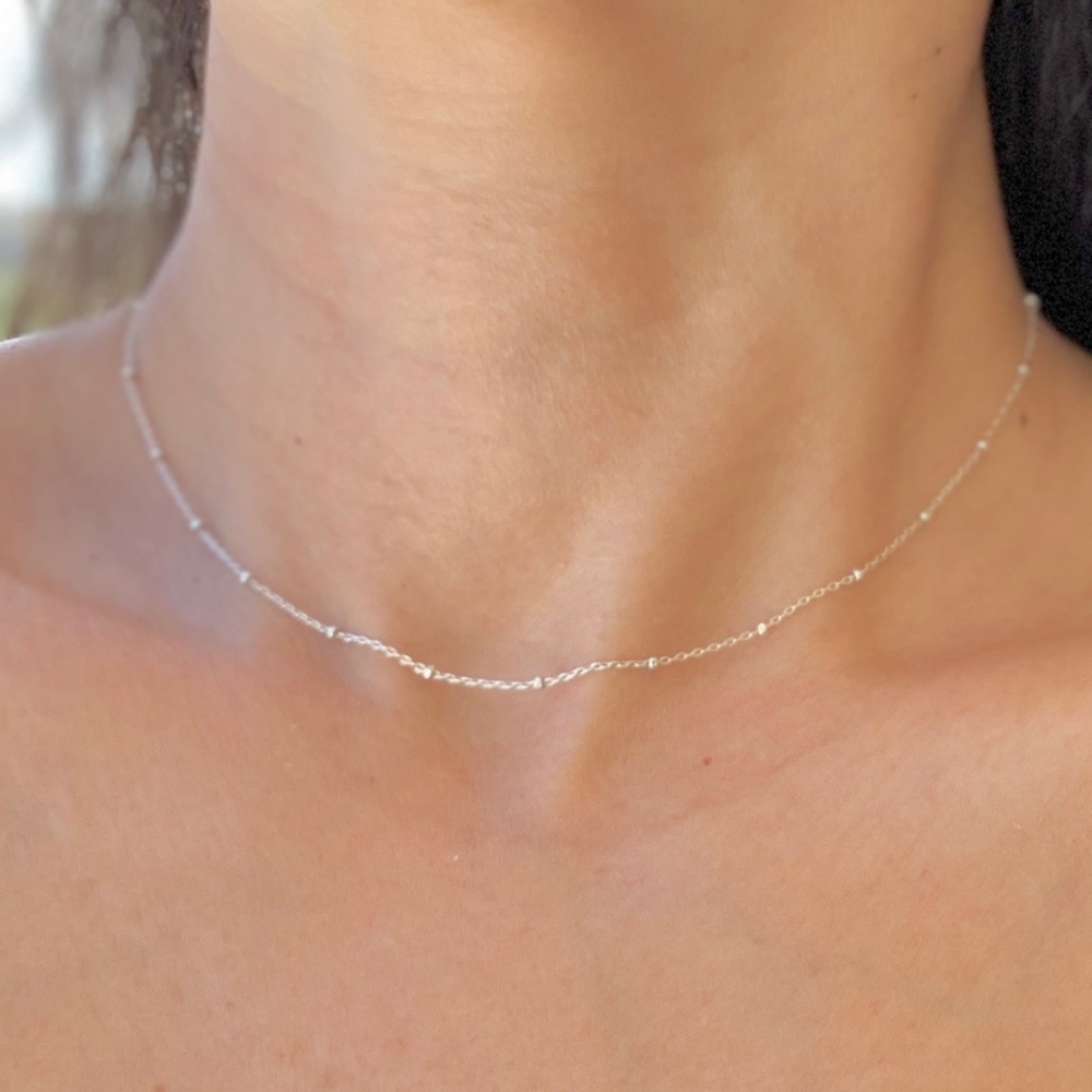 Dainty Chain Choker Faceted Cut Beads Necklace